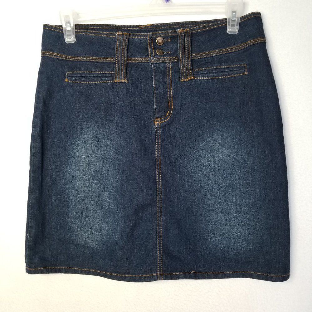 Out Women's Jean Pencil Skirt Size 9 Denim Slit Pockets